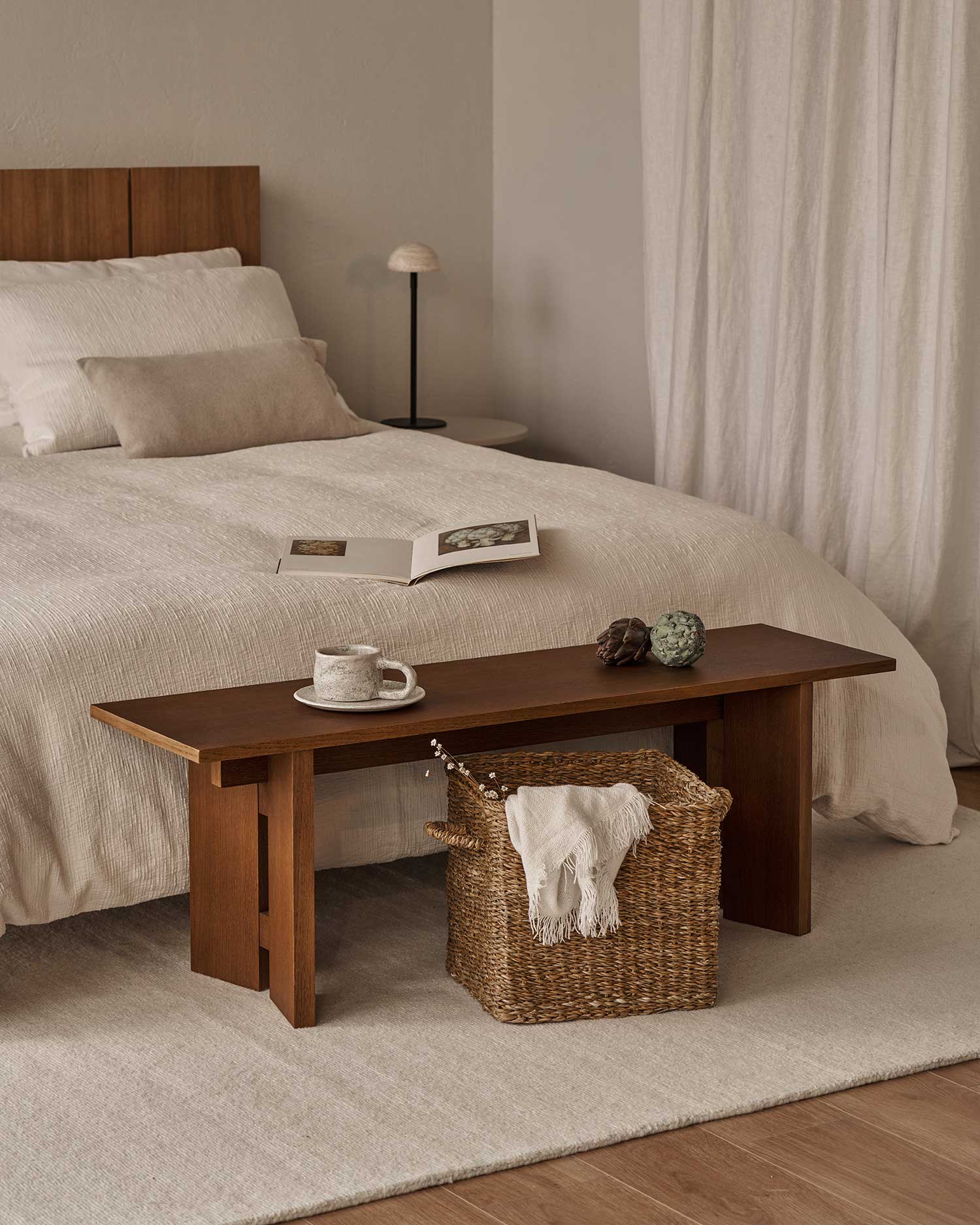 Banco Kyo roble moka 120 x 35 cm