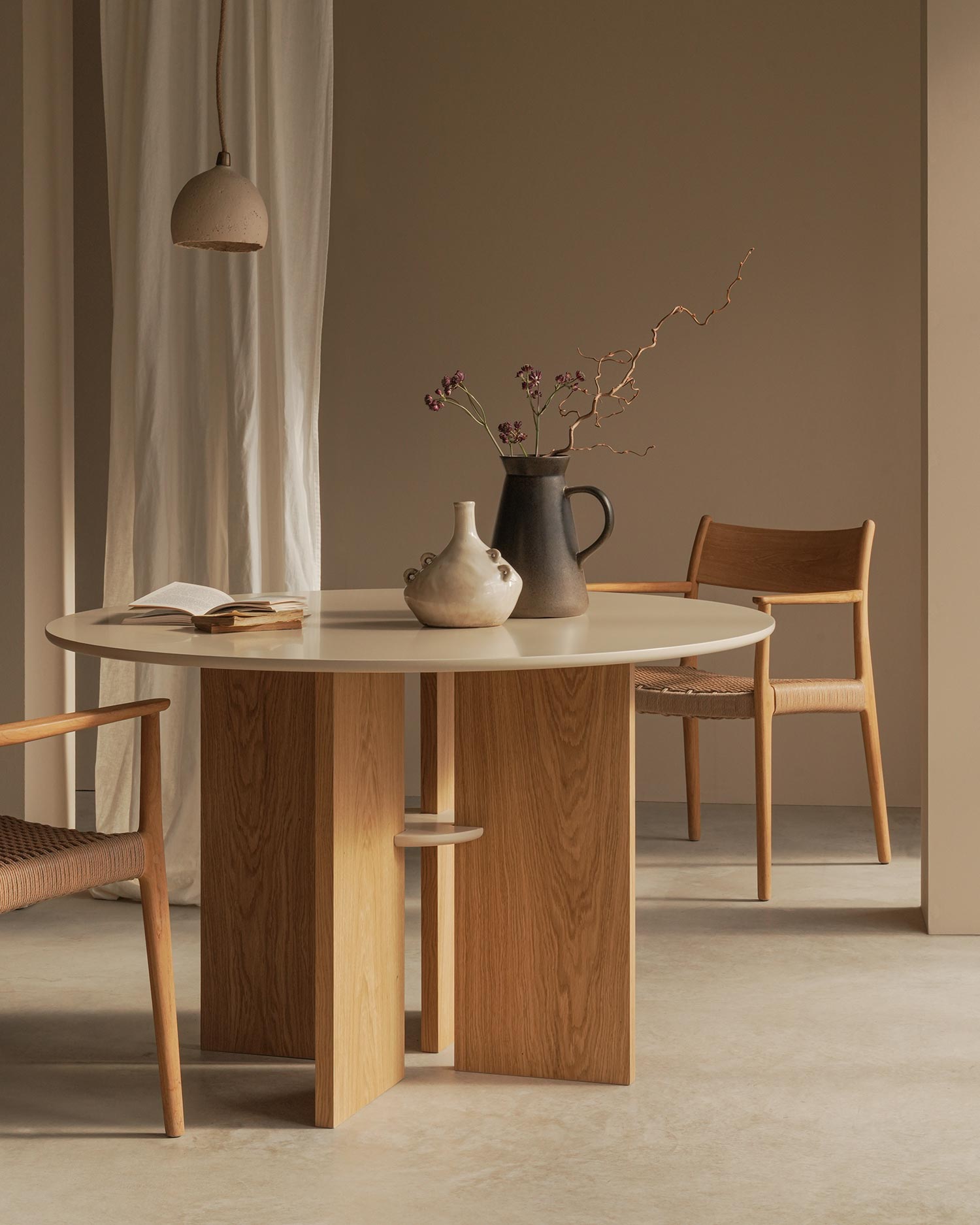 Mesa de comedor Figa beige Ø120 cm