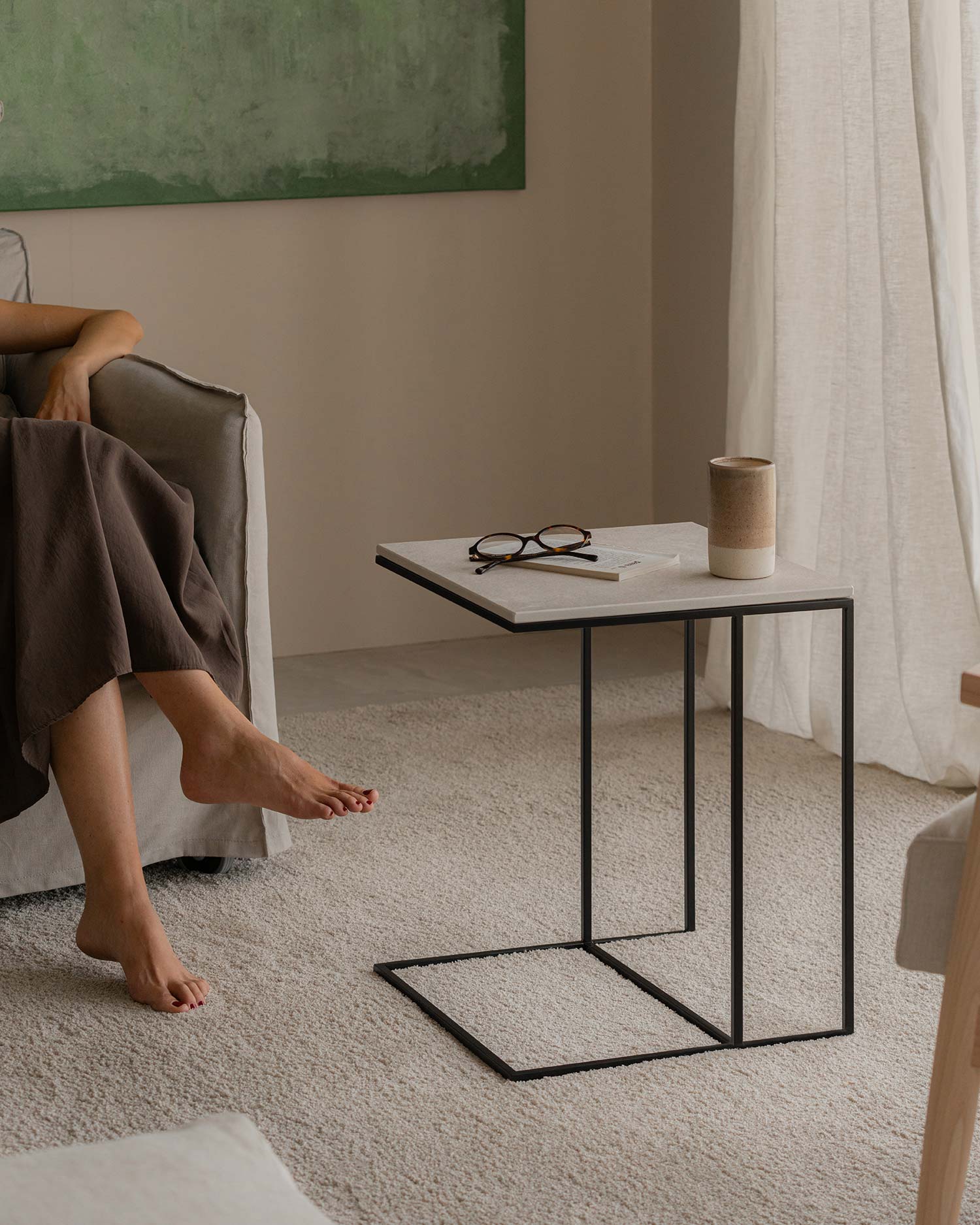 Mesa auxiliar Mini Petra duna  40 x 40 cm